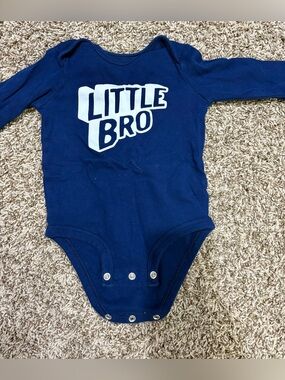 Carter's Navy Blue 'Little Bro' Long-Sleeve Bodysuit